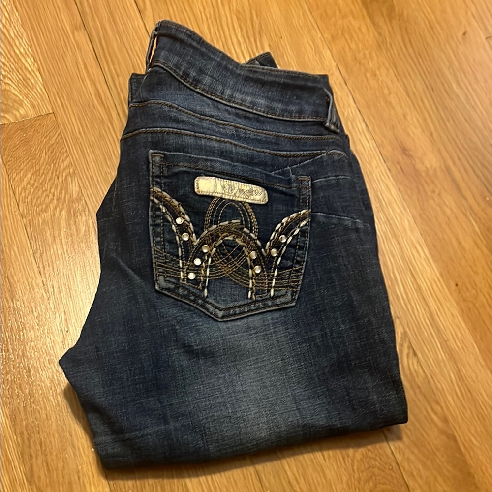 Wrangler Blue Boot Cut Jeans with Ornate Design